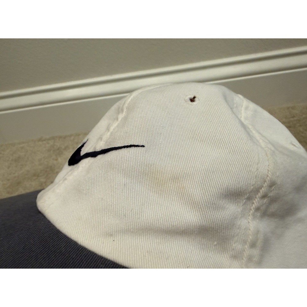 Vintage Nike Golf Hat White/Black 90s Made In USA 100% Cotton White Tag 7 1/8 - Picture 7 of 8